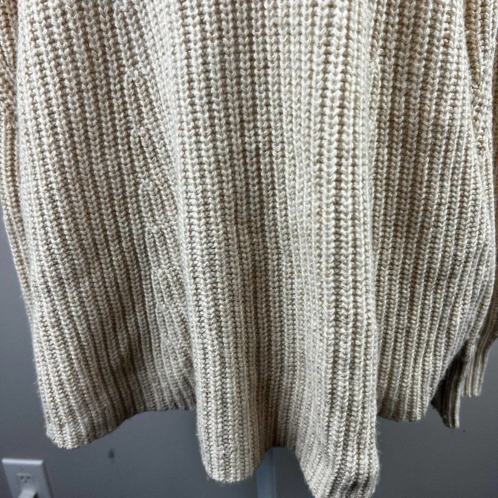 Athleta Cream Sierra Crew Neck Wool Sweater S Chunky Shaker Knit